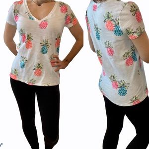 White Pineapple V-Neck T-Shirt